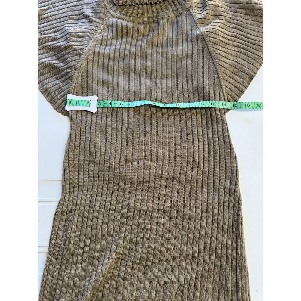 Calvin Klein Women’s Cowl Neck Flutter Sleeve Tan Ribbed Sweater Dress Size P/S - Picture 5 of 6